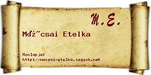Mácsai Etelka névjegykártya